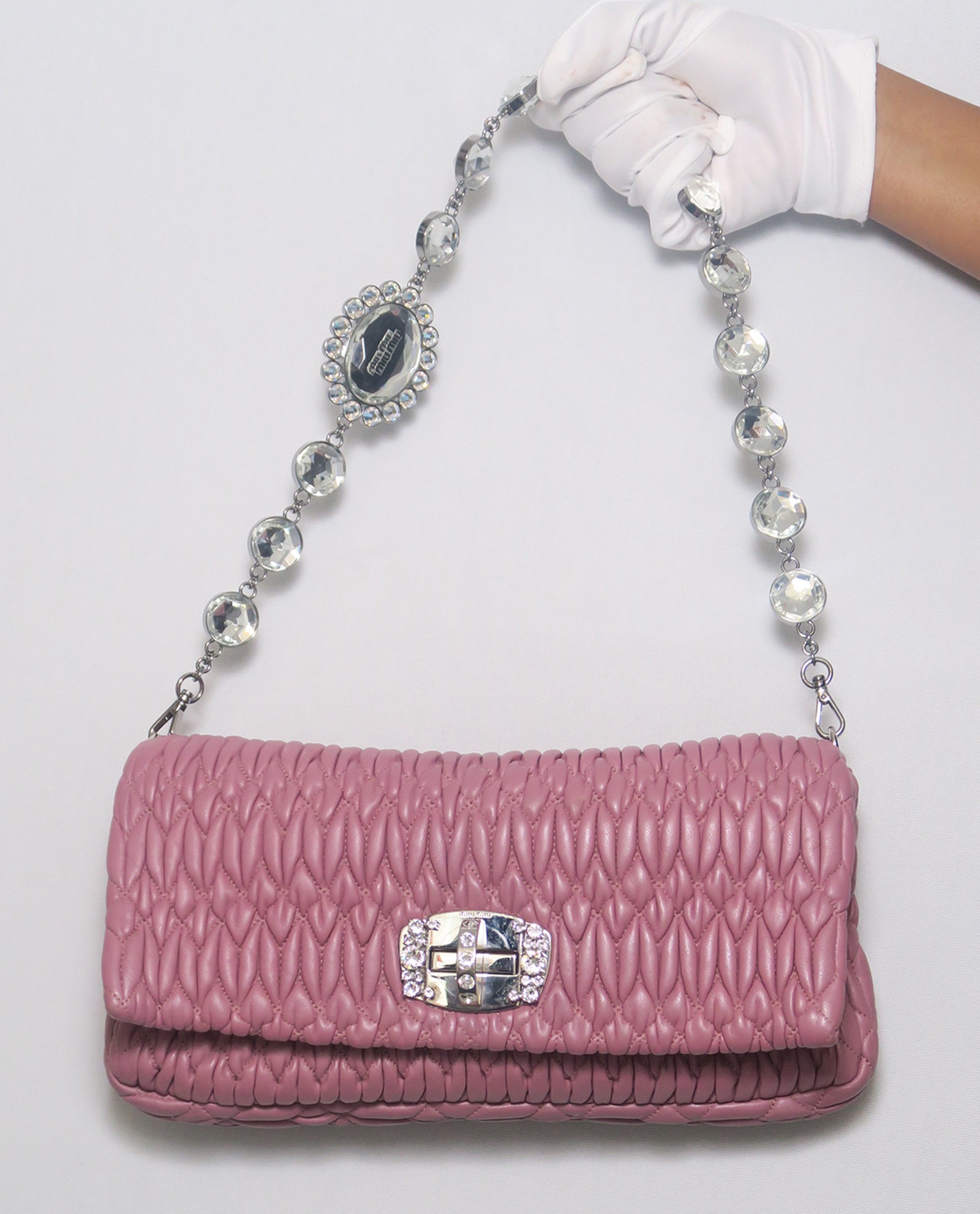 Miu Miu Matelasse Nappa Crystal Bijou 3way Hand Shoulder Bag